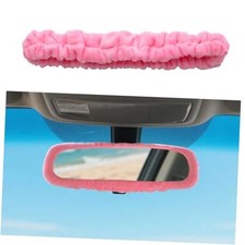 Elastic Plush Auto Rear View Mirror Protector, Universal Soft Car Rearview Pink