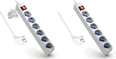 6 Seater Electric Slipper Multi Outlet 10A Schuko Italian Plug Cable 1.5m Set of 2