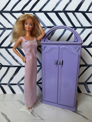 Vintage 1984 Superstar Era Dreamtime Barbie Doll Lavender Nightgown Armoire 1994