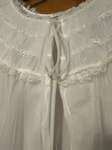 Vintage 1950/60s Gotham Lingerie Chiffon / Nylon Dual Layer Robe White - Picture 8 of 12