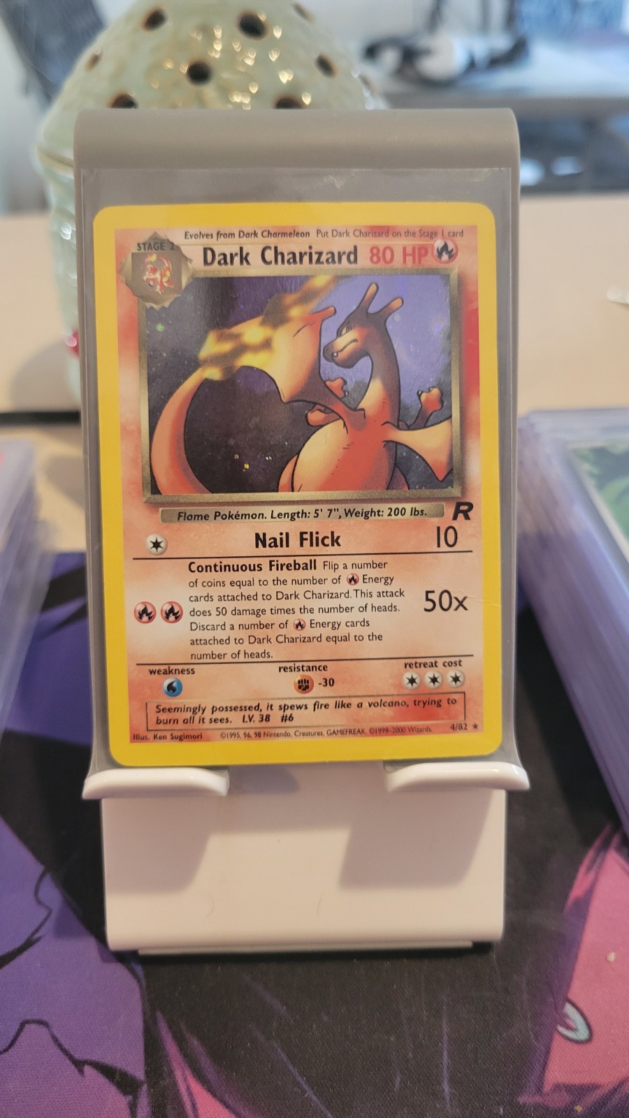 🔥 Dark Charizard Holo MP w/Crease Team Rocket 4/82 Pokemon Card 🔥