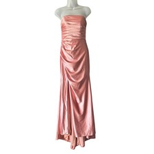Stacees Dress Women 4 Dusty Pink Prom Silk Like Satin Floor Length Slit Bodycon