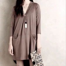 Anthropologie Dolan Tegan Tunic Dress women's size small taupe slinky