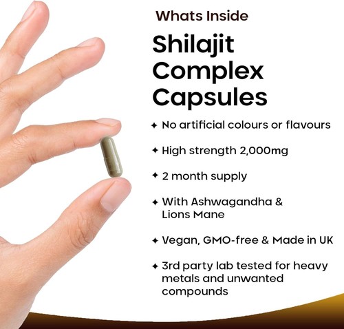 Shilajit Complex 2000mg with Ashwagandha & Lions Mane 60% Fulvic Acid 2 Months - Picture 2 of 11