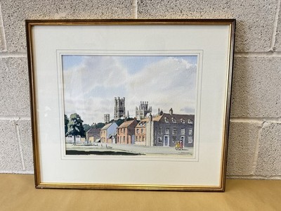 Original Seekings Aquarell Ely Kathedrale signiert um 1990 mittel gerahmte Kunst