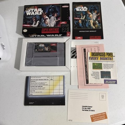 Super Star Wars Nintendo SNES Complete CIB Reg Card & Poster JVC