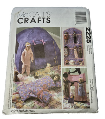 McCall's 2225 Fashion Doll Accessories Tent Organizer Sewing Pattern Uncut FF