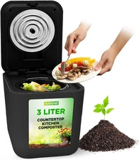 NutriChef Electric Kitchen Composter | 3 Quart Food Recycler | Gray