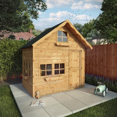 Waltons 7x5 Wooden Swiss Playhouse Double Storey Shiplap Childrens Wendy  House UK