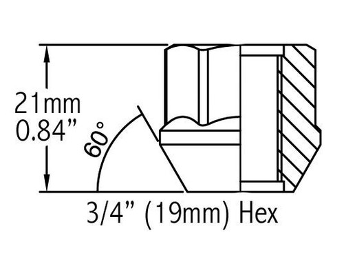 32 Lug Nuts Open End Bulge Acorn 14x2 Cone Seat 3/4" Hex - Picture 4 of 5