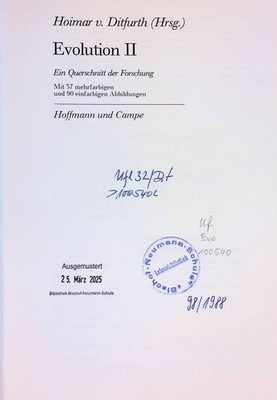 Evolution II. Ein Querschnitt der Forschung. Ditfurth, Hoimar v.: