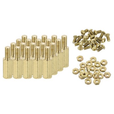 20 Hex Brass M3 Spacer Set with Nuts and Screws 0.43\''L for PCB