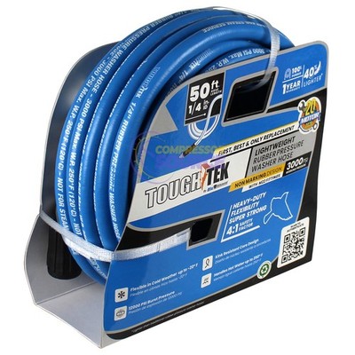 Blu Shield Tough Tek Rubber Pressure Washing Hose 1/4'' X 50' w/ M22 Fittings