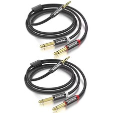 2pack 6.6Ft 3.5mm TRS to Dual 6.35mm Stereo Cable 1/8 TRS to Dual 6.35mm 1/4 ...