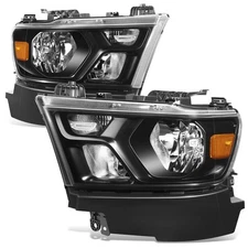 Fit 19-24 Ram 1500 Black Housing Amber Corner Headlights Assembly Factory Style