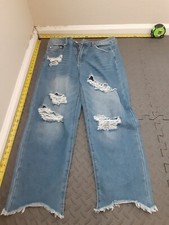  Forever 21 Size 29 Womens Jeans Button Fly Baggy High Rise Light Wash S161