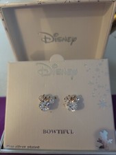 Disney Minnie Mouse Rose Gold Tone Sterling Silver Crystal Stud Earrings
