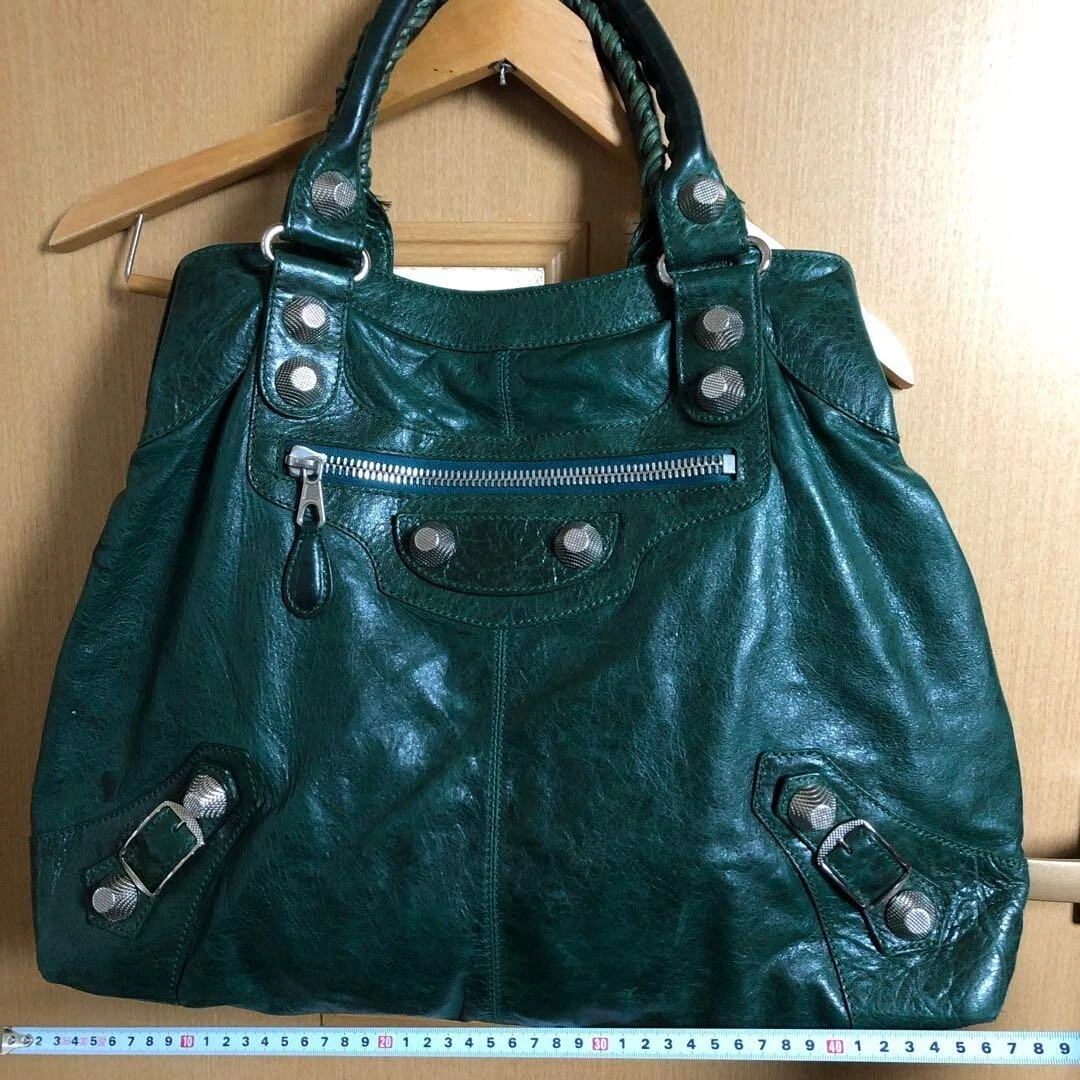 Balenciaga Editor s Bag Giant City Leather Tote Bag Size Big Green Used