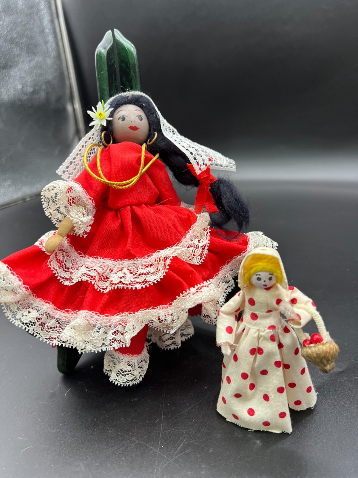 Handmade Wooden Peg Dolls with Handmade Clothes