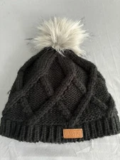 Alaska Polarwear Stocking Hat/Beanie Black With White Pompom