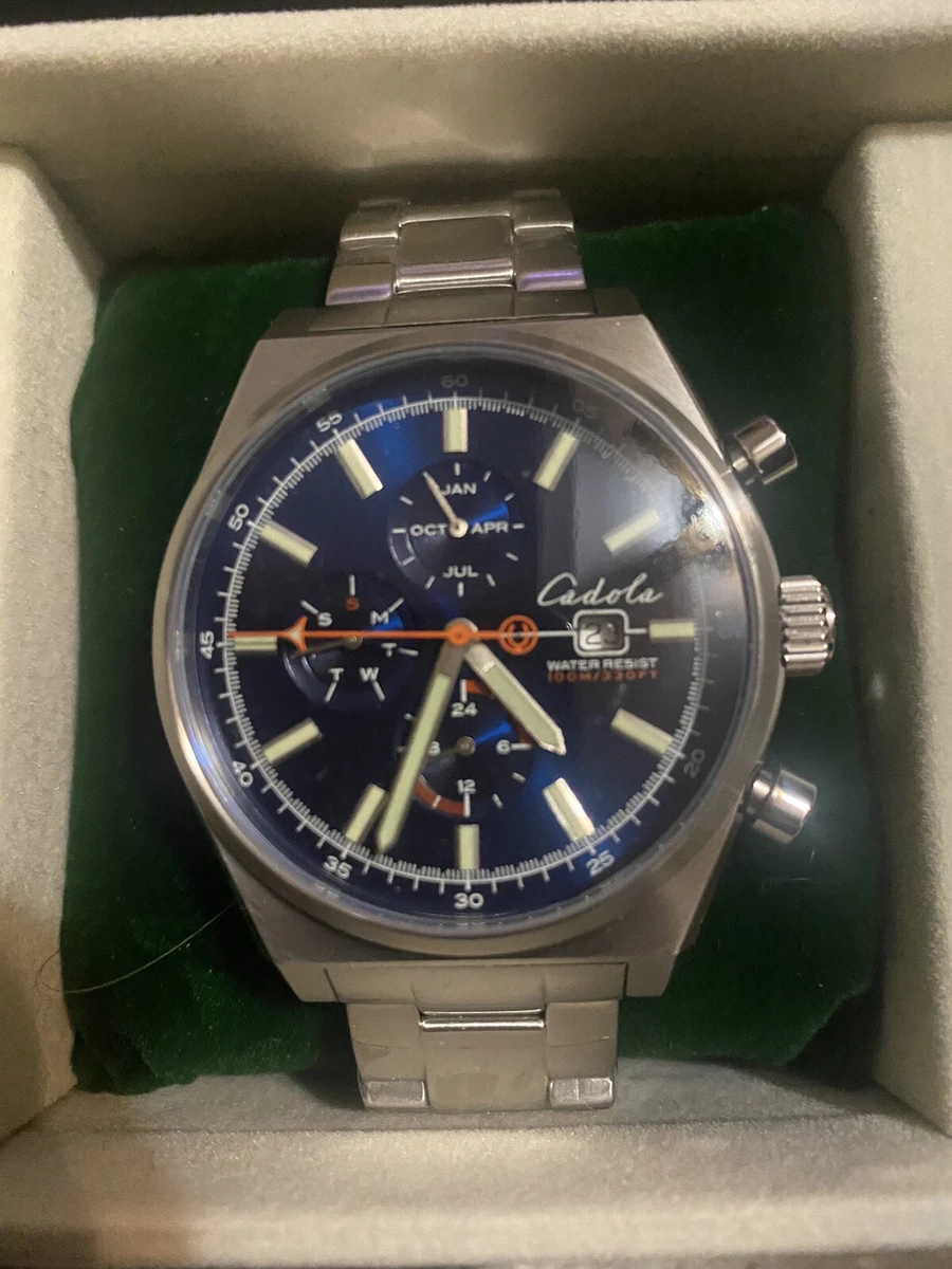 Cadola Hairpin Blue Steel Chronograph 43mm Fashion Wrist Watch