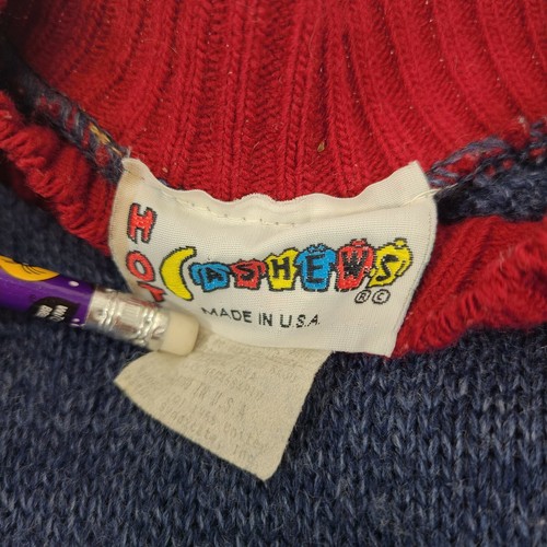 Vintage SNOOPY Hot Cashews Childs Sweater Primary COLORBLOCK - Small hole - Picture 4 of 9