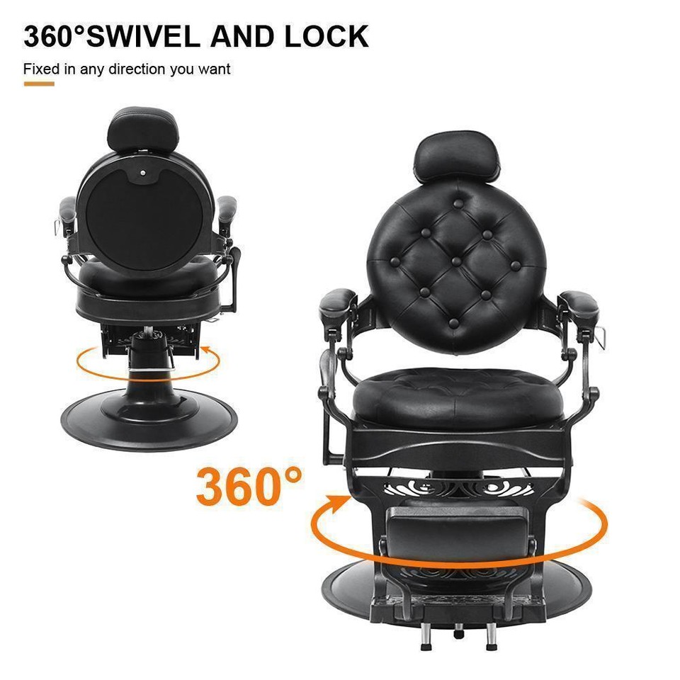 360° Swivel Metal Vintage Barber Chair Hydraulic Recline Salon Beauty