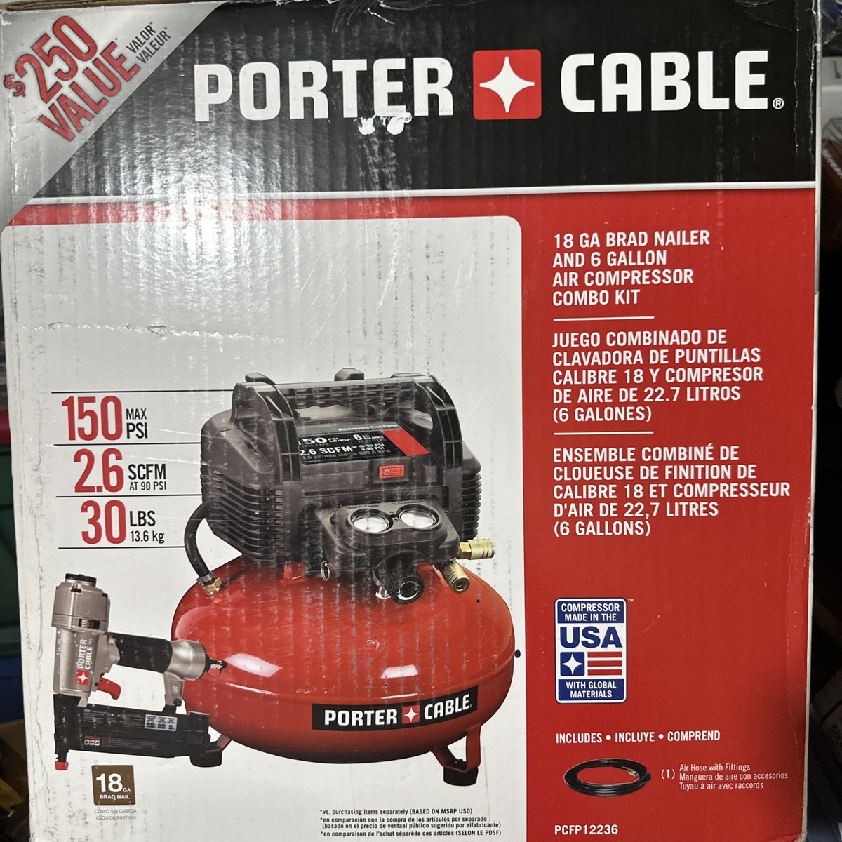 PORTER-CABLE 6oz Pancake Air Compressor With Two Nail Guns