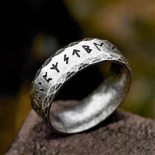 Vintage Viking Rune Ring Stainless Steel Celtic Norse Pagan Ring Band - Picture 10 of 10