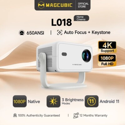  Magicubic L018 Full HD 4K 650ANSI Android 11 WiFi6 Heimkino Beamer