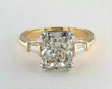 Antique Art Deco 4.10Ct White Diamond Vintage Engagement Ring 14K Yellow Gold FN