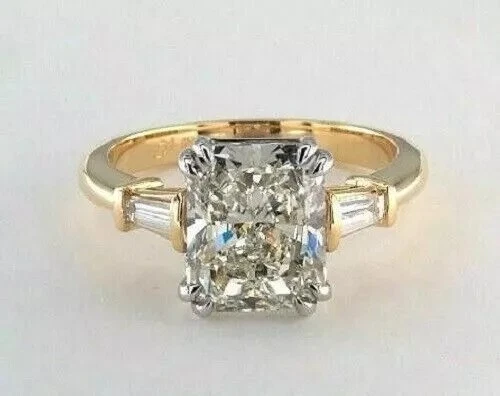 Antique Art Deco 4.10Ct White Diamond Vintage Engagement Ring 14K Yellow Gold FN