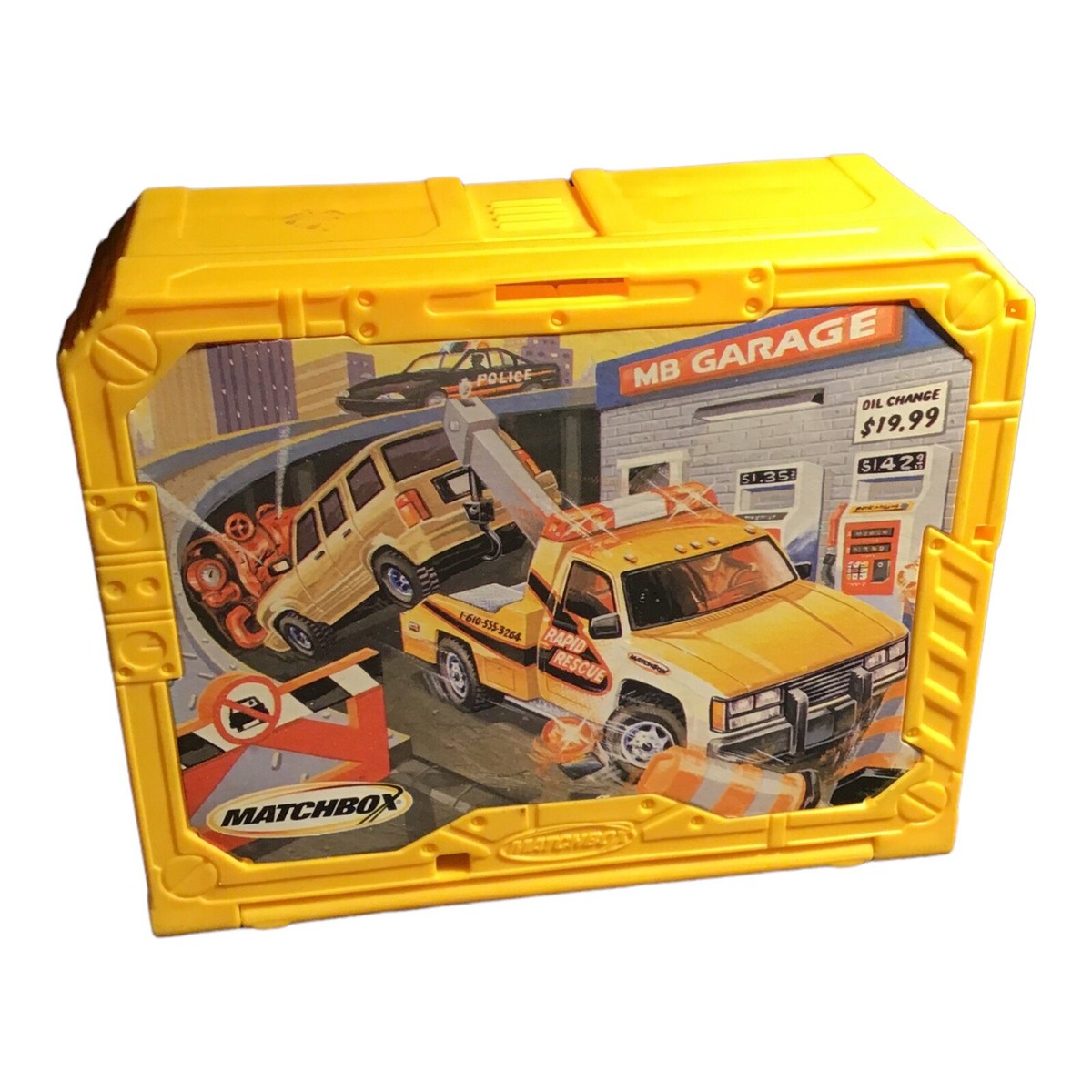 Vintage 2001 Mattel Matchbox MB GARAGE Yellow Building Take Along