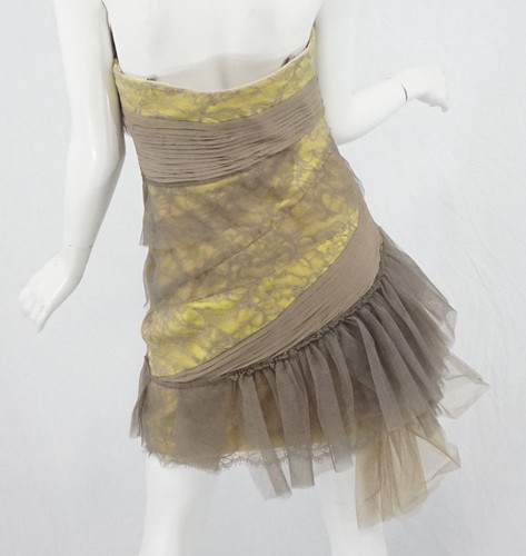 NWOT BCBG Max Azria Runway Strapless Tulle Chiffon Silk Dress Cinder 0 XXS $498 - Picture 4 of 6