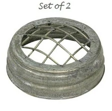 NEW GALVANIZED Flower Frog Jar Lids 2 PC REGULAR MOUTH SIZE 3"W Primitive Rust