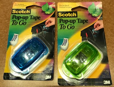 SCOTCH POP-UP TAPE TO GO DISPENSER & 75 STRIP TAPE PAD: LOT OF TWO