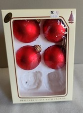 Christmas by Krebs Christmas Ornaments 4 Flame Red Glass • Made in USA 2.5”