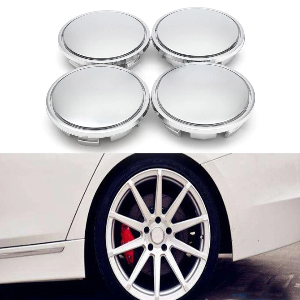4x Silver ABS Chrome 65mm Car Wheel Center Caps Tyre Rim Hub Cover Accessories - Image 2 of 4