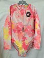 New Justice Girls Rash Guard Swimsuit 1 Piece Pink Tie Dye U pick