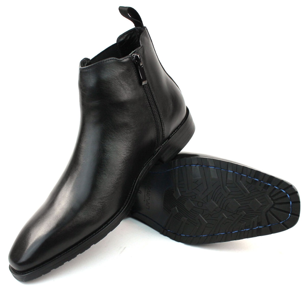 Men's Exclusive Genuine Leather Solid Black Almond Toe Chelsea