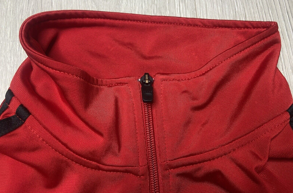 Vintage Adidas Jacket Mens XL Red Tricot Track 3 Stripe Athletic Full