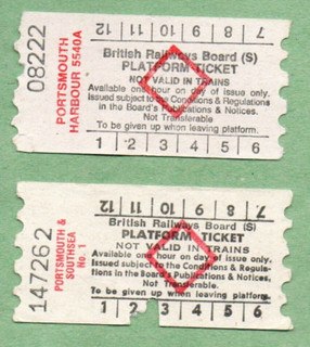 BRB (S) AA machine issued platform tickets from PORTSMOUTH stations (1980's).