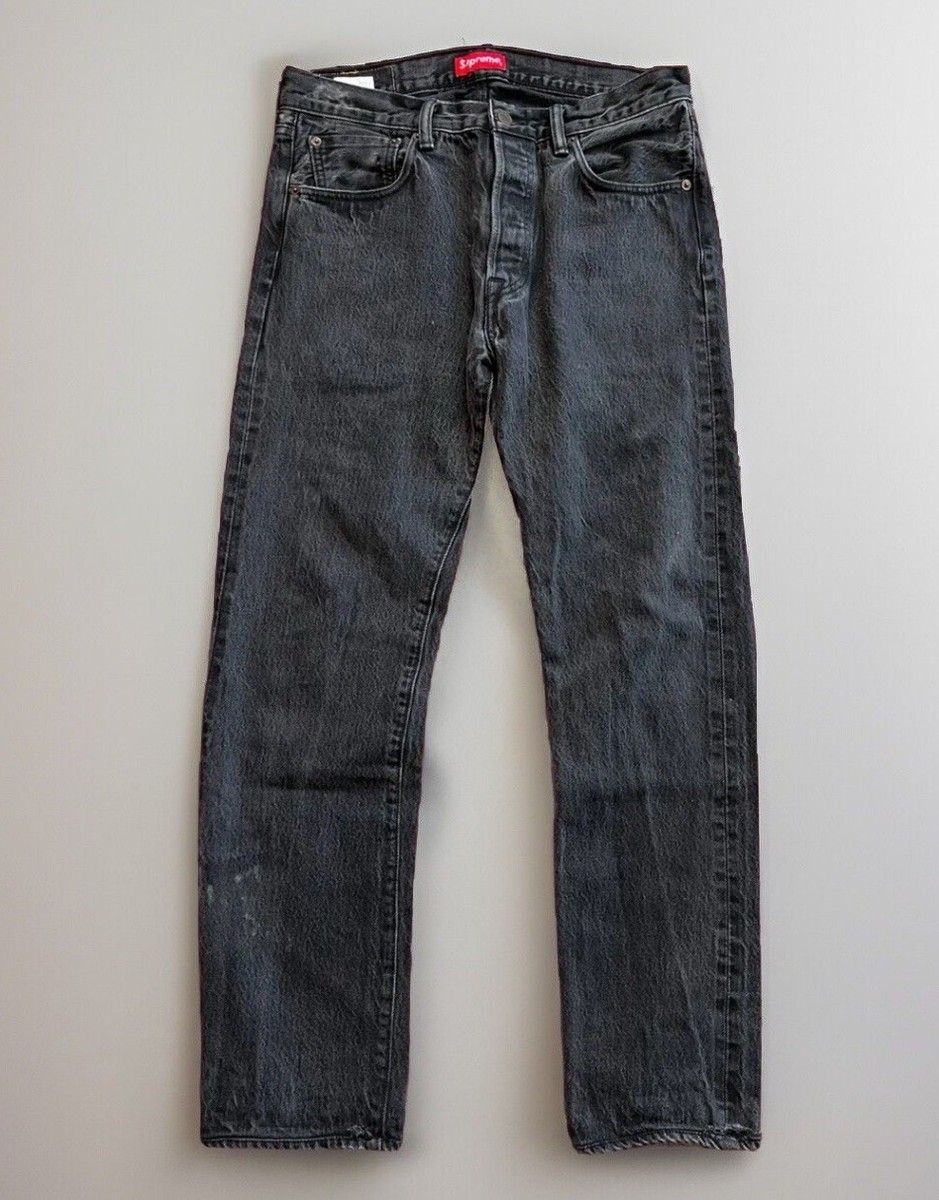 SUPREME x LEVI'S⚡️FW16 Faded black bleach selvedge denim jeans