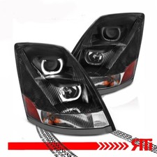 For 04-17 Volvo VNL 15-17 VNX Black Projector Headlight w/LED Halos Right +Left