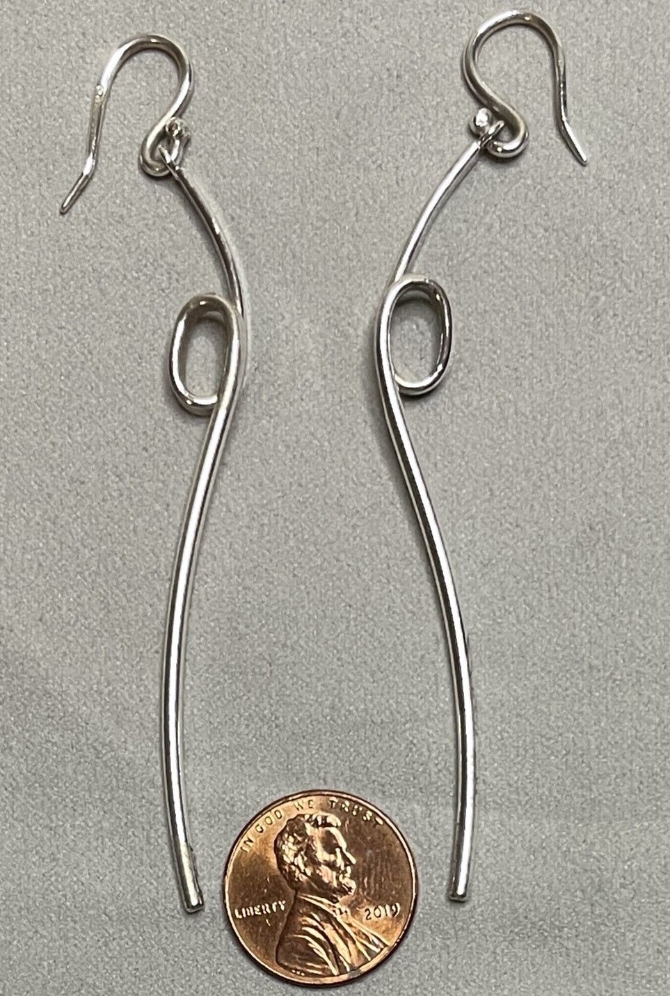 Long Drop Dangle Solid Sterling Silver 925 Scribb… - image 4