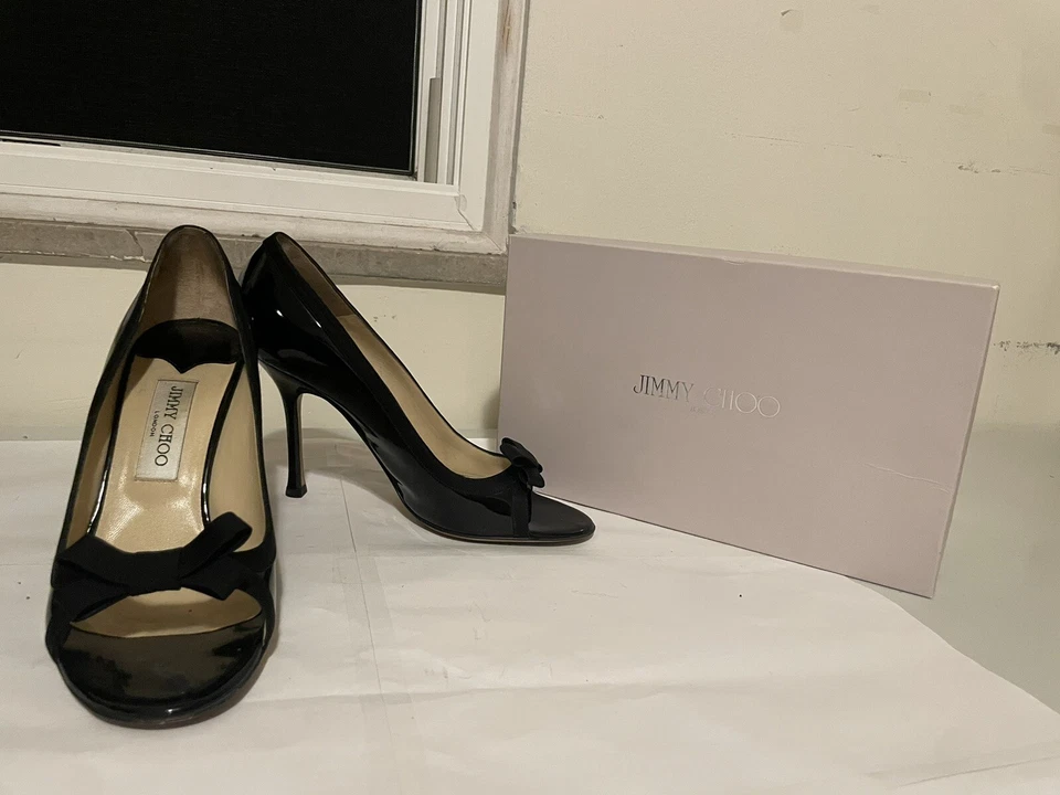 Jimmy Choo Negro Charol Peep Toe Talla 41/11 Foto 4 de 4
