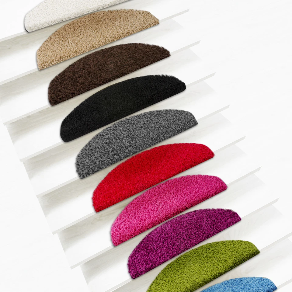 15 Stück SHAGGY Stufenmatten Stufenmatte Stufenschoner Treppenschutz Rund 23x65 - Bild 2 von 2