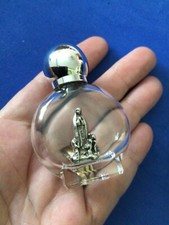 HOLY WATER Glass Bottle Vial Our Lady Of FATIMA Italy Metal Healing Empty 2-1/2
