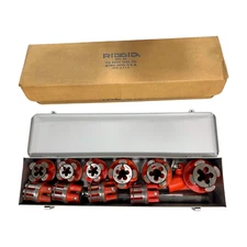 Ridgid 36680 1/4"-1" 10 Die Heads 00-RB UNC + Ratchet Threader + metal case