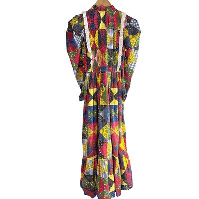 Doen Nicoletta Patchwork Print Organic Cotton Midi Dress Size